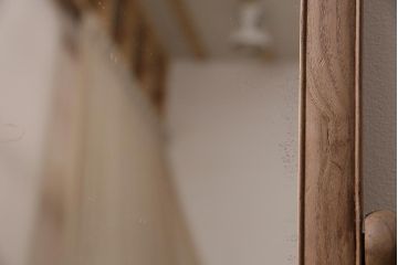 アンティーク雑貨　昭和初期　タモ材　木目が美しい和モダンな鏡台(ドレッサー、ミラー)(R-036295)