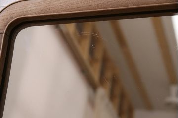 アンティーク雑貨　昭和初期　タモ材　木目が美しい和モダンな鏡台(ドレッサー、ミラー)(R-036295)