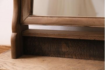 アンティーク雑貨　昭和初期　タモ材　木目が美しい和モダンな鏡台(ドレッサー、ミラー)(R-036295)