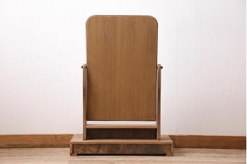 アンティーク雑貨　昭和初期　タモ材　木目が美しい和モダンな鏡台(ドレッサー、ミラー)(R-036295)