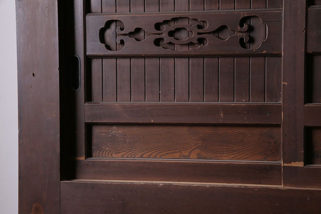 アンティーク家具　前面ケヤキ材・ヒノキ材　六尺京水屋箪笥キャビネット(収納棚)(R-036296)