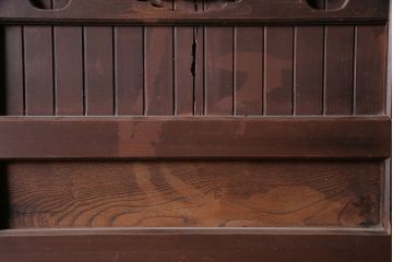 アンティーク家具　前面ケヤキ材・ヒノキ材　六尺京水屋箪笥キャビネット(収納棚)(R-036296)