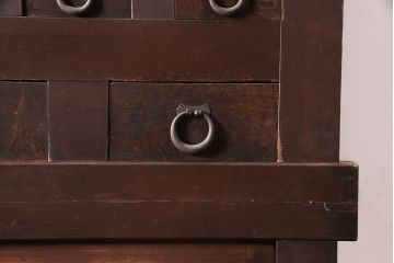 アンティーク家具　前面ケヤキ材・ヒノキ材　六尺京水屋箪笥キャビネット(収納棚)(R-036296)