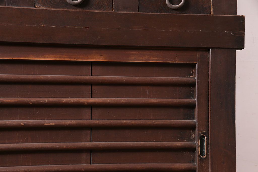 アンティーク家具　前面ケヤキ材・ヒノキ材　六尺京水屋箪笥キャビネット(収納棚)(R-036296)