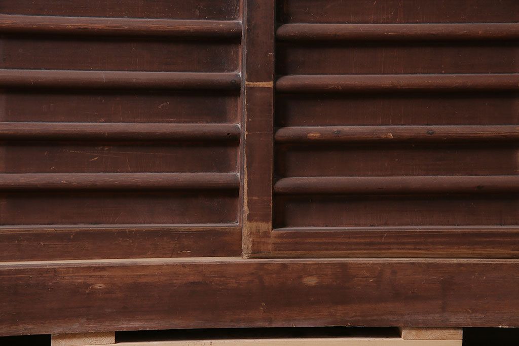 アンティーク家具　前面ケヤキ材・ヒノキ材　六尺京水屋箪笥キャビネット(収納棚)(R-036296)