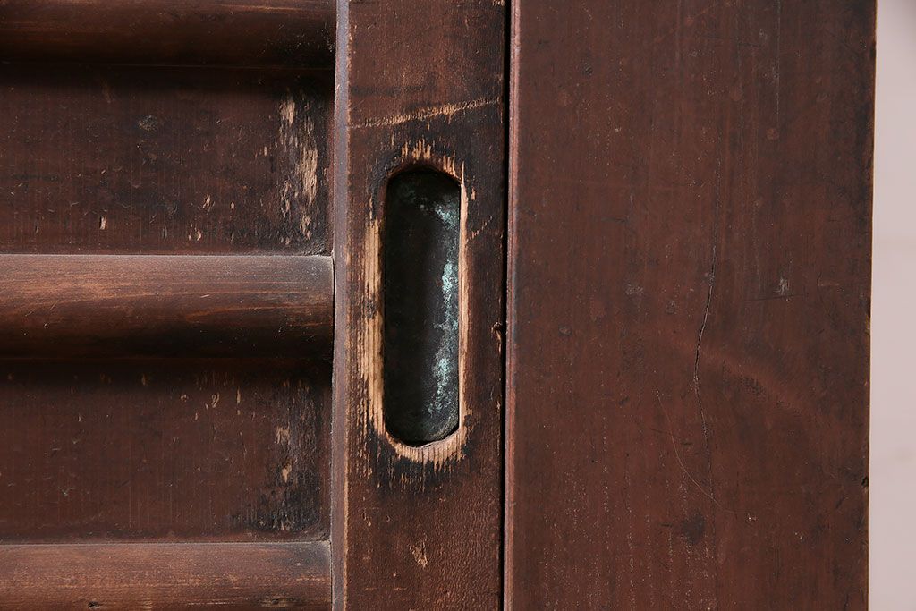 アンティーク家具　前面ケヤキ材・ヒノキ材　六尺京水屋箪笥キャビネット(収納棚)(R-036296)