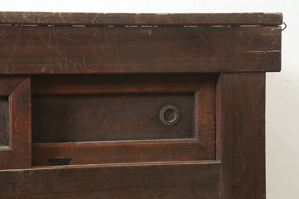 アンティーク家具　前面ケヤキ材・ヒノキ材　近江水屋箪笥キャビネット・重ね(戸棚、水屋箪笥、収納棚)(R-036297)