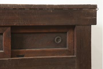 アンティーク家具　前面ケヤキ材・ヒノキ材　近江水屋箪笥キャビネット・重ね(戸棚、水屋箪笥、収納棚)(R-036297)