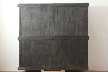 アンティーク家具　前面ケヤキ材・ヒノキ材　近江水屋箪笥キャビネット・重ね(戸棚、水屋箪笥、収納棚)(R-036297)