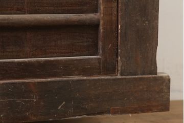 アンティーク家具　前面ケヤキ材・ヒノキ材　近江水屋箪笥キャビネット・重ね(戸棚、水屋箪笥、収納棚)(R-036297)