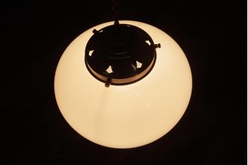 アンティーク照明　ふっくらとしたシェードが可愛らしいペンダントライト(天井照明)