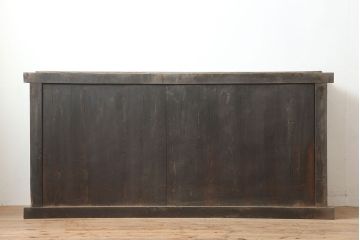 アンティーク家具　明治期　桟の引き戸が魅力の六尺収納箪笥・上段(キャビネット、水屋箪笥)(R-036311)