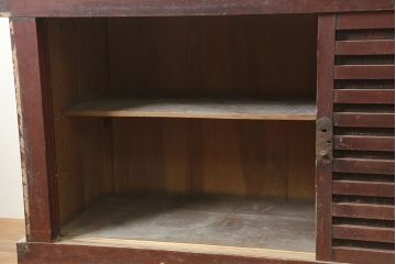 アンティーク家具　明治期　桟の引き戸が魅力の六尺収納箪笥・重ね(キャビネット、水屋箪笥)(R-036318)