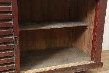 アンティーク家具　明治期　桟の引き戸が魅力の六尺収納箪笥・重ね(キャビネット、水屋箪笥)(R-036318)