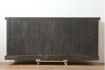 アンティーク家具　前面ケヤキ材・ヒノキ材　近江水屋箪笥キャビネット・下段(戸棚、水屋箪笥、収納棚)(R-036326)