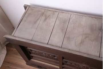 アンティーク家具　前面ケヤキ材・ヒノキ材　六尺京水屋箪笥サイドボード(カウンター、テレビ台)(R-036329)