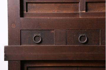 アンティーク家具　前面ケヤキ材・ヒノキ材　六尺京水屋箪笥サイドボード(カウンター、テレビ台)(R-036329)