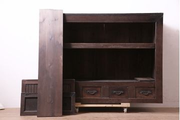 アンティーク家具　前面ケヤキ材・ヒノキ材　近江水屋　四尺水屋箪笥サイドボード(テレビ台、収納棚)(R-036338)