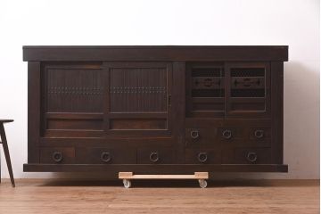 アンティーク家具　明治期　重厚感抜群の近江水屋箪笥テレビボード(テレビ台、ローボード、キャビネット、戸棚、収納棚、サイドボード)(R-036351)