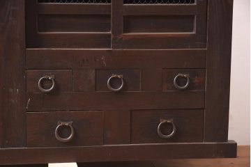 アンティーク家具　明治期　重厚感抜群の近江水屋箪笥テレビボード(テレビ台、ローボード、キャビネット、戸棚、収納棚、サイドボード)(R-036351)