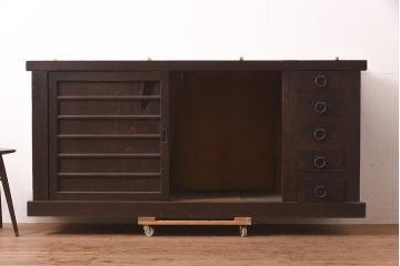 アンティーク家具　明治期　重厚感抜群の近江水屋箪笥テレビボード(テレビ台、ローボード、キャビネット、戸棚、収納棚、サイドボード)(R-036352)