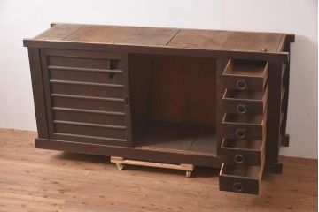 アンティーク家具　明治期　重厚感抜群の近江水屋箪笥テレビボード(テレビ台、ローボード、キャビネット、戸棚、収納棚、サイドボード)(R-036352)