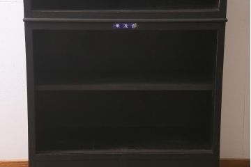 アンティーク家具　昭和初期　ノスタルジックな雰囲気が漂う黒塗りキャビネット(重ね戸棚、戸棚、収納棚、飾り棚)(R-036360)