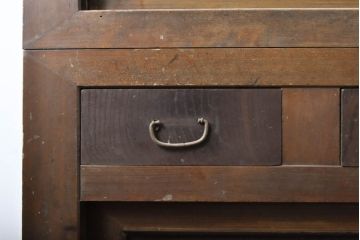 アンティーク家具　明治大正期　前面ケヤキ・ヒノキ材　六尺水屋箪笥キャビネット(収納棚)(R-036366)
