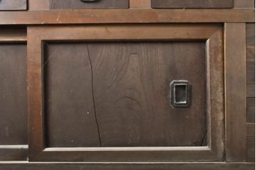 アンティーク家具　明治大正期　前面ケヤキ・ヒノキ材　六尺水屋箪笥キャビネット(収納棚)(R-036366)