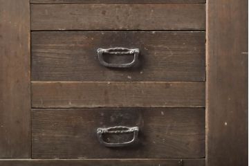 アンティーク家具　明治大正期　前面ケヤキ・ヒノキ材　六尺水屋箪笥キャビネット(収納棚)(R-036366)