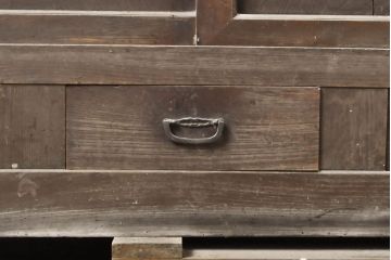 アンティーク家具　明治大正期　前面ケヤキ・ヒノキ材　六尺水屋箪笥キャビネット(収納棚)(R-036366)