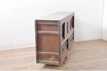 アンティーク家具　明治大正期　前面ケヤキ・ヒノキ材　六尺水屋箪笥サイドボード(収納棚、戸棚)(R-036367)