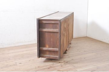 アンティーク家具　明治大正期　前面ケヤキ・ヒノキ材　六尺水屋箪笥サイドボード(収納棚、戸棚)(R-036367)