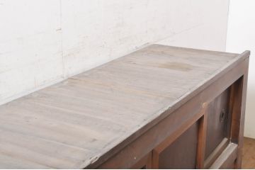 アンティーク家具　明治大正期　前面ケヤキ・ヒノキ材　六尺水屋箪笥サイドボード(収納棚、戸棚)(R-036367)