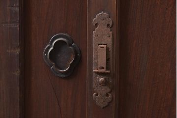 アンティーク家具　明治期　前面ヒノキ・ケヤキ材　収納箪笥キャビネット(食器棚、水屋箪笥、重ね箪笥、収納棚、戸棚)(R-036369)