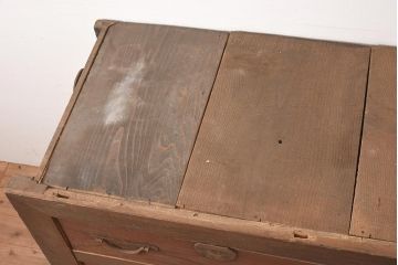 アンティーク家具　明治期　前面ヒノキ・ケヤキ材　収納箪笥キャビネット(食器棚、水屋箪笥、重ね箪笥、収納棚、戸棚)(R-036369)