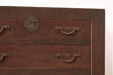アンティーク家具　明治期　前面ヒノキ・ケヤキ材　収納箪笥キャビネット(食器棚、水屋箪笥、重ね箪笥、収納棚、戸棚)(R-036369)