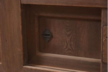 アンティーク家具　明治期　前面ヒノキ・ケヤキ材　収納箪笥キャビネット(食器棚、水屋箪笥、重ね箪笥、収納棚、戸棚)(R-036369)