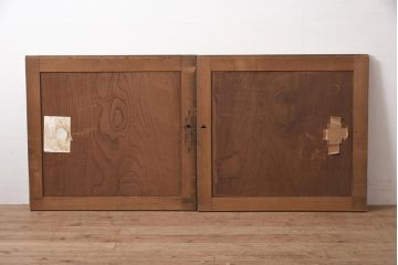 アンティーク家具　明治期　前面ヒノキ・ケヤキ材　収納箪笥キャビネット(食器棚、水屋箪笥、重ね箪笥、収納棚、戸棚)(R-036369)