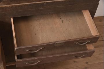 アンティーク家具　明治期　前面ヒノキ・ケヤキ材　収納箪笥キャビネット(食器棚、水屋箪笥、重ね箪笥、収納棚、戸棚)(R-036369)