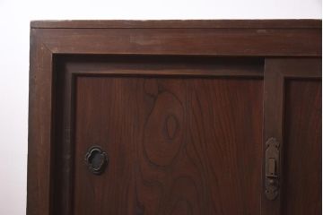 アンティーク家具　明治期　前面ヒノキ・ケヤキ材　収納箪笥キャビネット(食器棚、水屋箪笥、重ね箪笥、収納棚、戸棚)(R-036369)