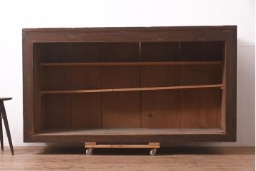 アンティーク家具　明治期　前面ヒノキ・ケヤキ材　収納箪笥キャビネット(テレビ台、水屋箪笥、収納棚、戸棚)(R-036370)