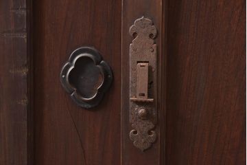 アンティーク家具　明治期　前面ヒノキ・ケヤキ材　収納箪笥キャビネット(テレビ台、水屋箪笥、収納棚、戸棚)(R-036370)