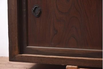 アンティーク家具　明治期　前面ヒノキ・ケヤキ材　収納箪笥キャビネット(テレビ台、水屋箪笥、収納棚、戸棚)(R-036370)