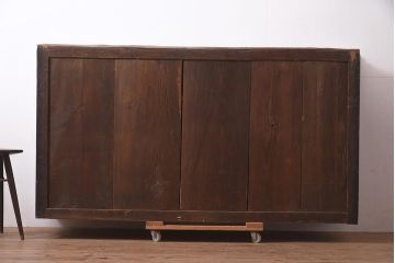 アンティーク家具　明治期　前面ヒノキ・ケヤキ材　収納箪笥キャビネット(テレビ台、水屋箪笥、収納棚、戸棚)(R-036370)