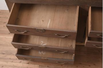 アンティーク家具　明治期　前面ヒノキ・ケヤキ材　収納箪笥キャビネット(テレビ台、水屋箪笥、収納棚、戸棚、サイドボード)(R-036371)