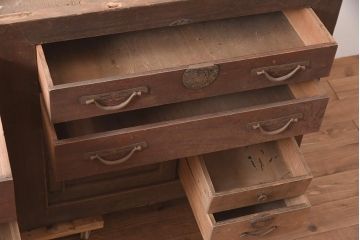 アンティーク家具　明治期　前面ヒノキ・ケヤキ材　収納箪笥キャビネット(テレビ台、水屋箪笥、収納棚、戸棚、サイドボード)(R-036371)