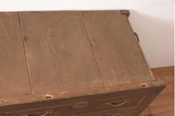アンティーク家具　明治期　前面ヒノキ・ケヤキ材　収納箪笥キャビネット(テレビ台、水屋箪笥、収納棚、戸棚、サイドボード)(R-036371)