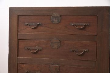 アンティーク家具　明治期　前面ヒノキ・ケヤキ材　収納箪笥キャビネット(テレビ台、水屋箪笥、収納棚、戸棚、サイドボード)(R-036371)