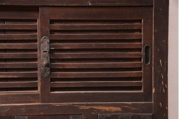 アンティーク家具　ヒノキ材　明治大正期　関西帳場箪笥キャビネット(収納棚、戸棚)(R-036372)